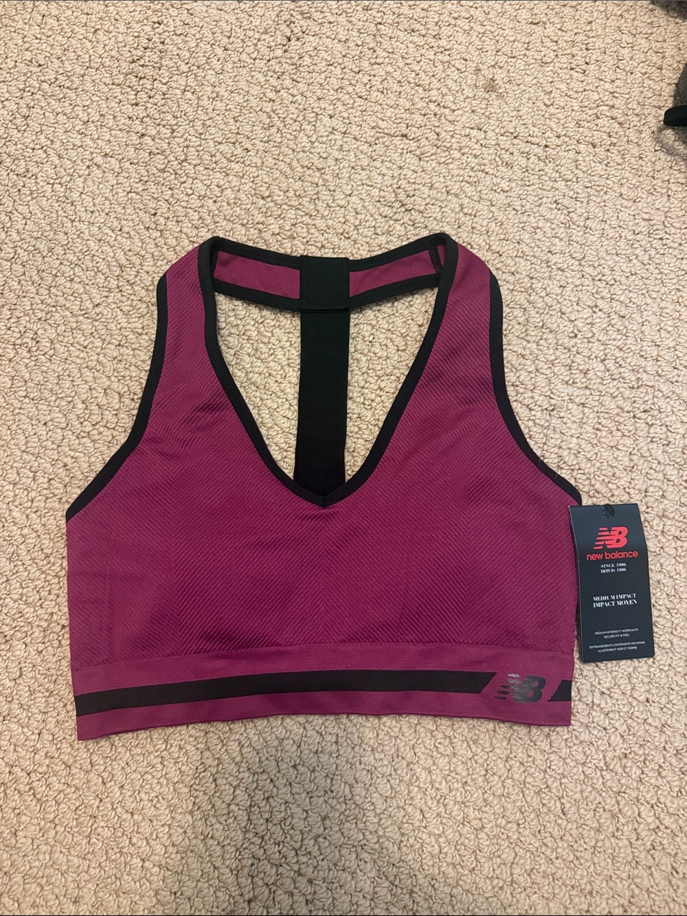 Women’s New Balance Medium Impact Sports Bra Deep Jewel Large NWT